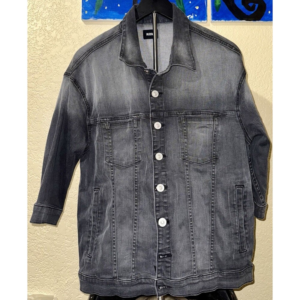 Hudson Jeans Black/Gray Emmet Boyfriend Jacket Solamar (size M) 3/4 Sleeve